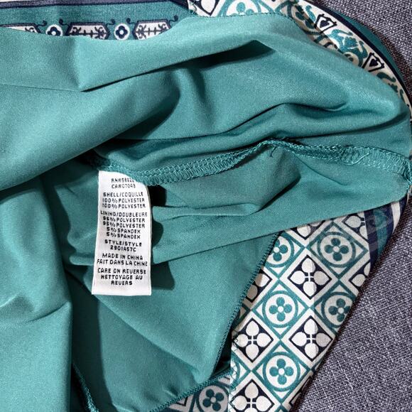 Max Studio MSSP Dress Women Large Green Ruched Metallic Geometric Short - Picture 4 of 5